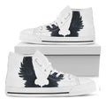 Black Demon Wings Print White High Top Sneakers