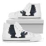 Black Demon Wings Print White High Top Shoes