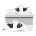 Black Demon Wings Print White Low Top Sneakers