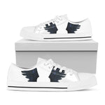Black Demon Wings Print White Low Top Shoes