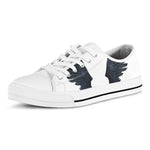 Black Demon Wings Print White Low Top Shoes