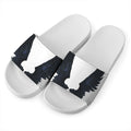 Black Demon Wings Print White Slide Sandals