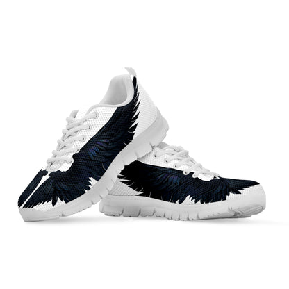 Black Demon Wings Print White Sneakers