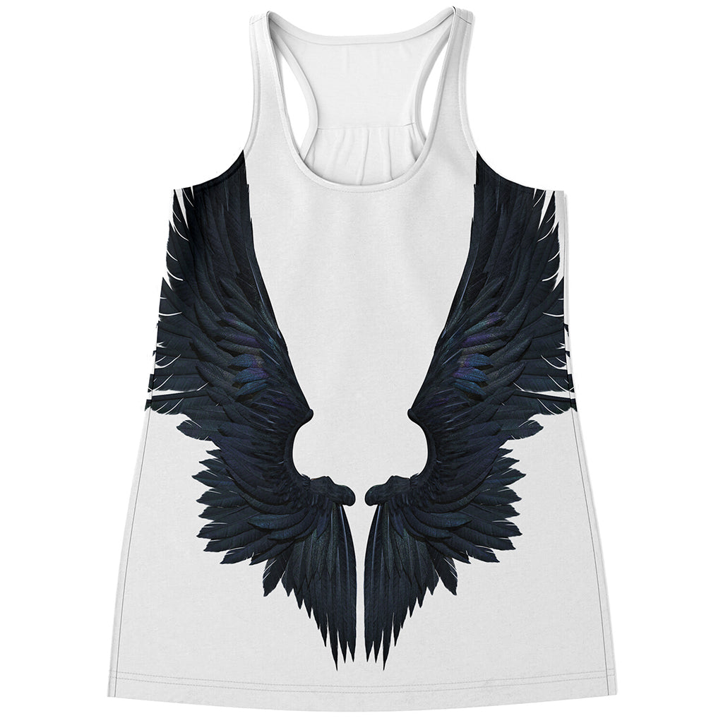 Black Demon Wings Print Women's Racerback Tank Top