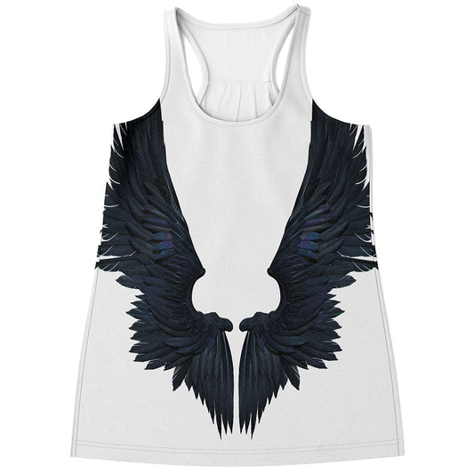 Black Demon Wings Print Women's Racerback Tank Top