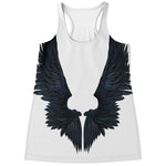Black Demon Wings Print Women's Racerback Tank Top