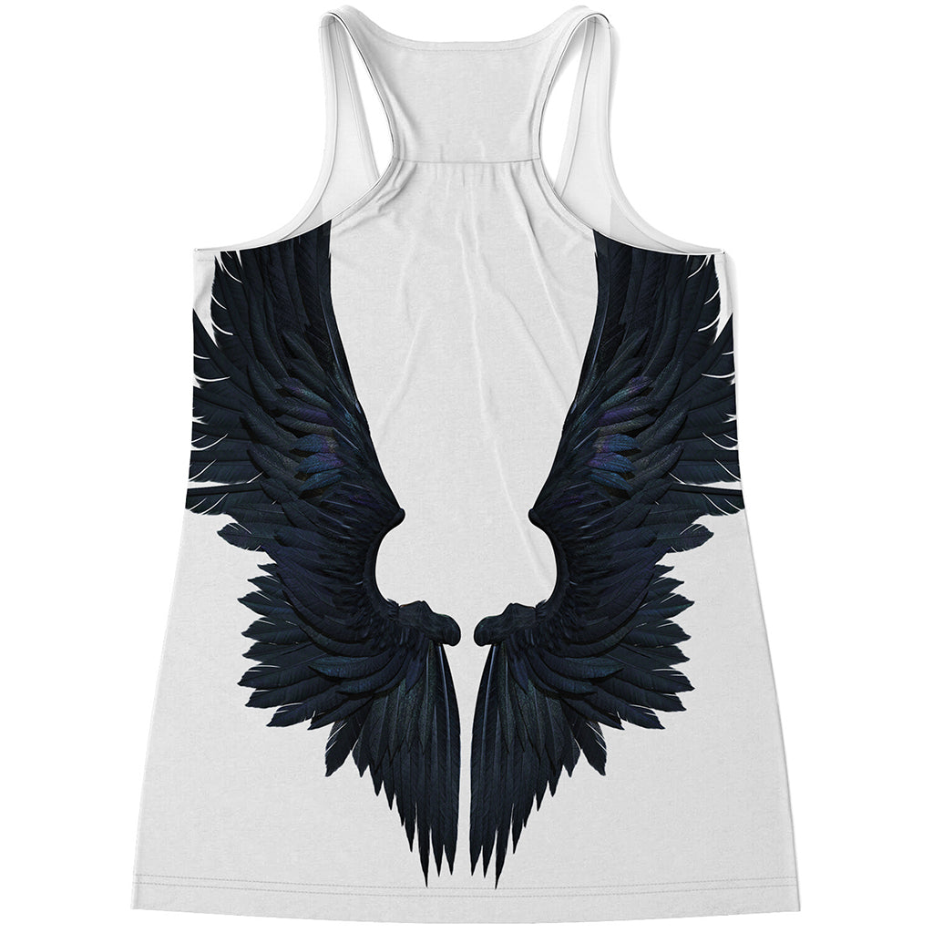 Black Demon Wings Print Women's Racerback Tank Top