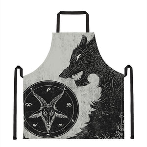 Black Demon Wolf Print Apron