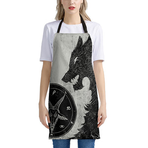 Black Demon Wolf Print Apron