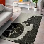 Black Demon Wolf Print Area Rug