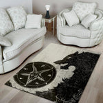 Black Demon Wolf Print Area Rug