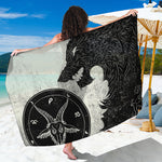 Black Demon Wolf Print Beach Sarong Wrap