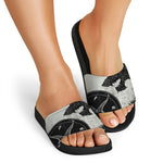 Black Demon Wolf Print Black Slide Sandals