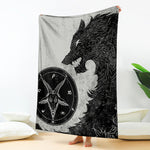 Black Demon Wolf Print Blanket