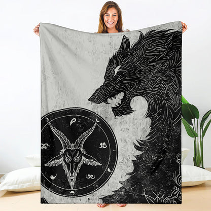 Black Demon Wolf Print Blanket