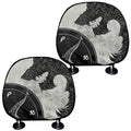 Black Demon Wolf Print Car Headrest Covers