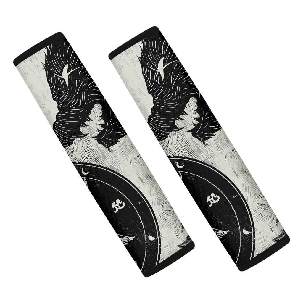 Black Demon Wolf Print Car Seat Belt Covers