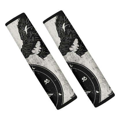 Black Demon Wolf Print Car Seat Belt Covers