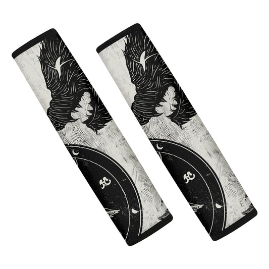 Black Demon Wolf Print Car Seat Belt Covers