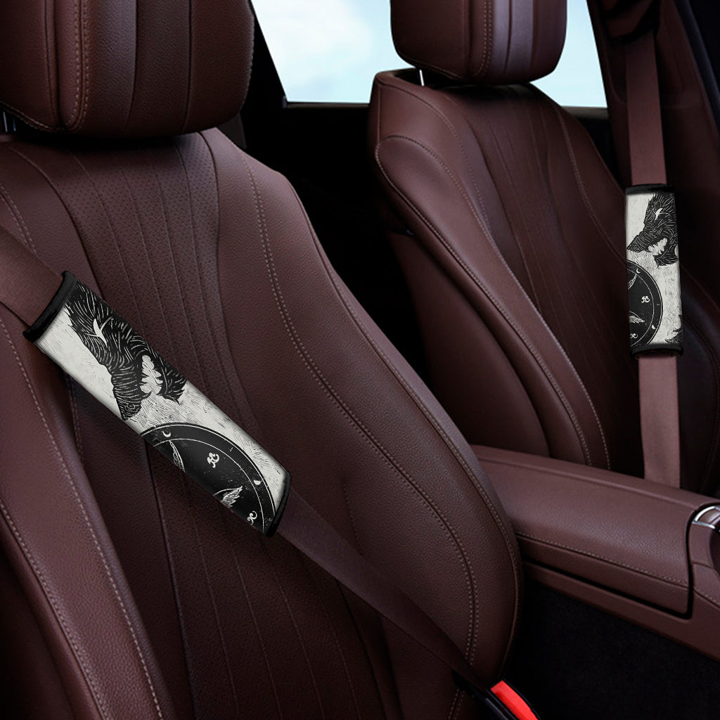 Black Demon Wolf Print Car Seat Belt Covers