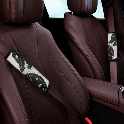 Black Demon Wolf Print Car Seat Belt Covers