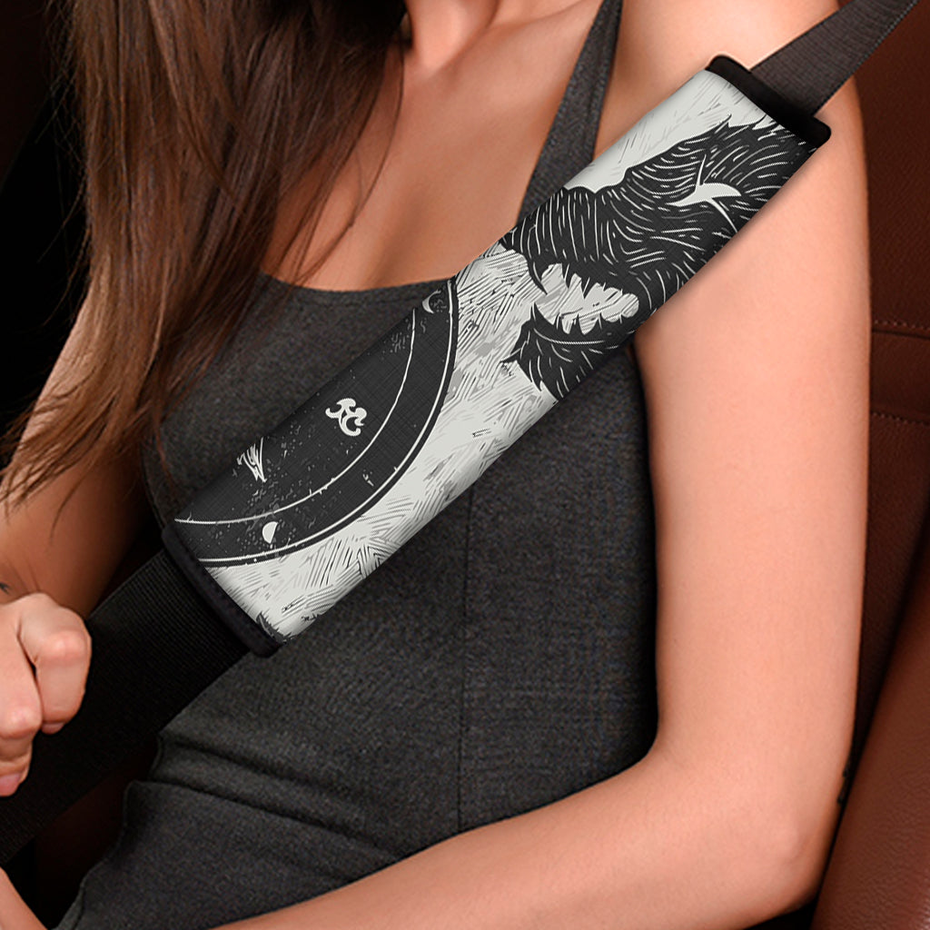 Black Demon Wolf Print Car Seat Belt Covers