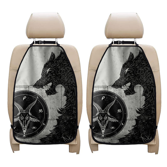 Black Demon Wolf Print Car Seat Organizers