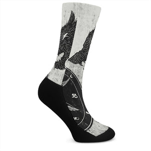 Black Demon Wolf Print Crew Socks