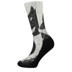 Black Demon Wolf Print Crew Socks