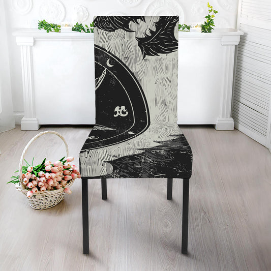 Black Demon Wolf Print Dining Chair Slipcover