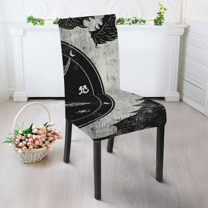 Black Demon Wolf Print Dining Chair Slipcover
