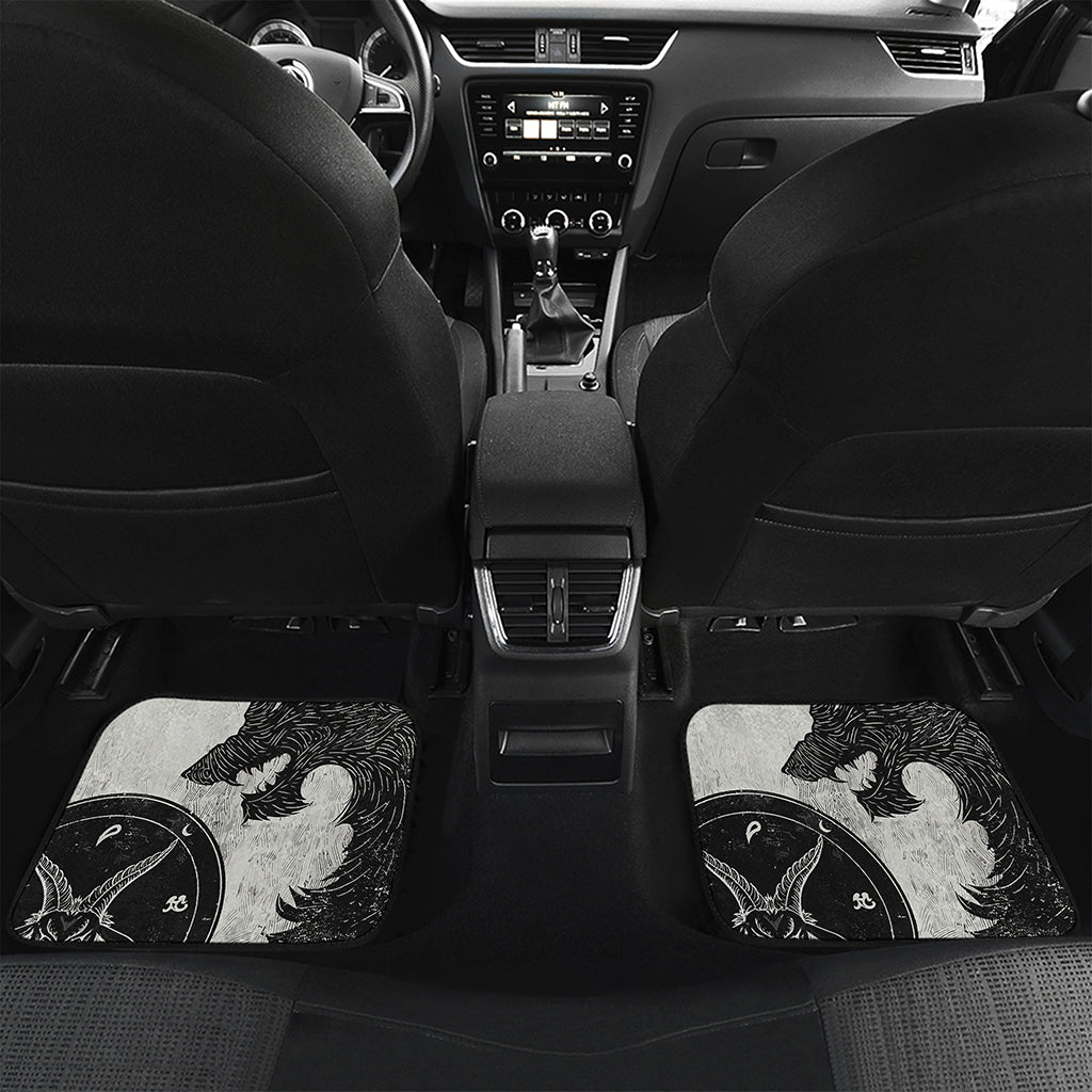 Black Demon Wolf Print Front and Back Car Floor Mats