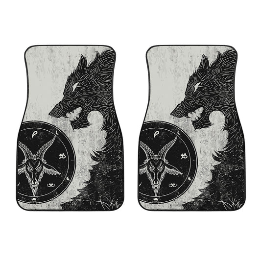 Black Demon Wolf Print Front Car Floor Mats