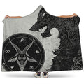 Black Demon Wolf Print Hooded Blanket