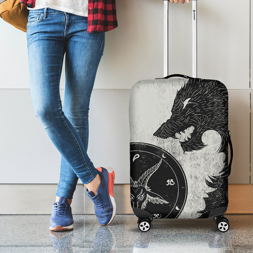 Black Demon Wolf Print Luggage Cover