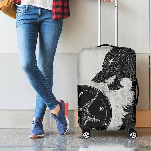 Black Demon Wolf Print Luggage Cover