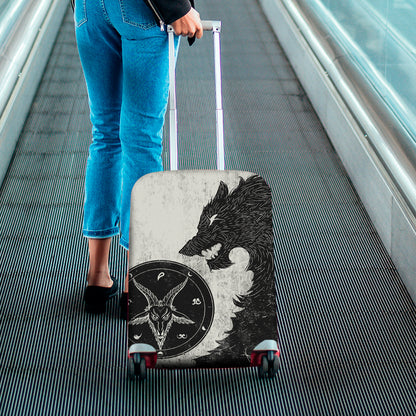 Black Demon Wolf Print Luggage Cover