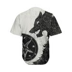 Black Demon Wolf Print Men's Baseball Jersey