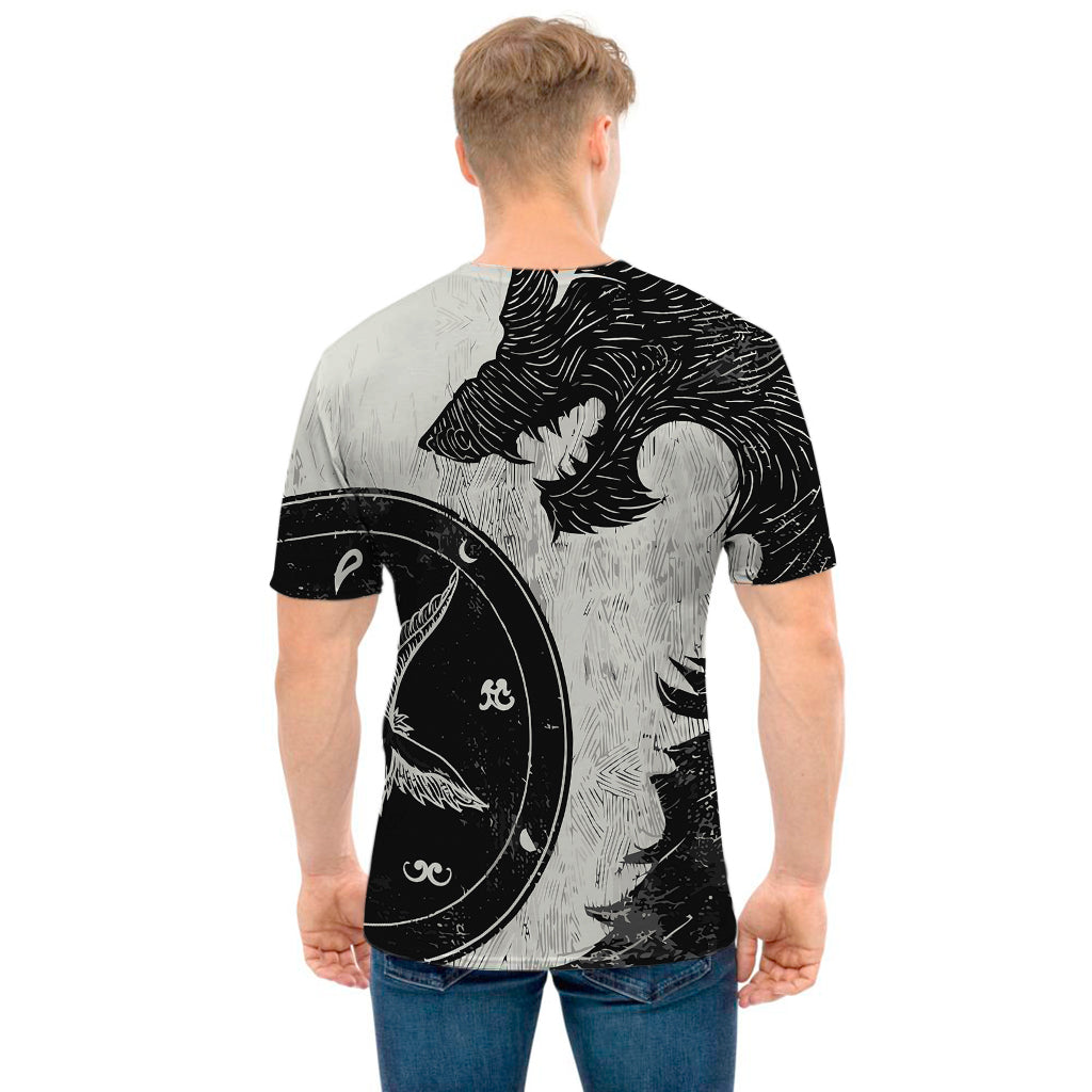 Black Demon Wolf Print Men's T-Shirt