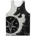 Black Demon Wolf Print Men's Tank Top