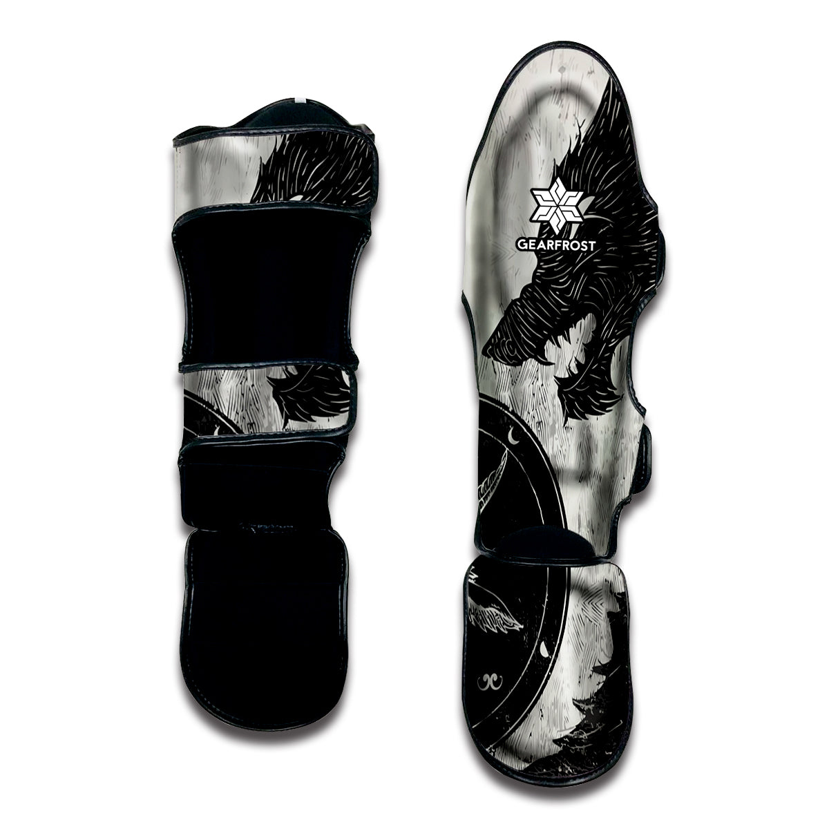 Black Demon Wolf Print Muay Thai Shin Guard