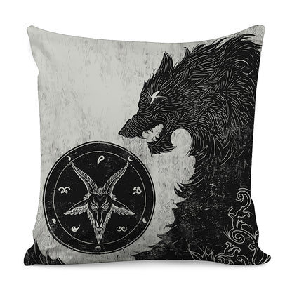 Black Demon Wolf Print Pillow Cover
