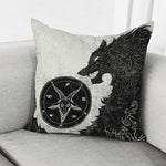 Black Demon Wolf Print Pillow Cover