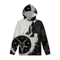 Black Demon Wolf Print Pullover Hoodie