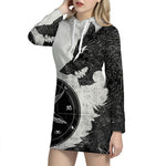 Black Demon Wolf Print Pullover Hoodie Dress
