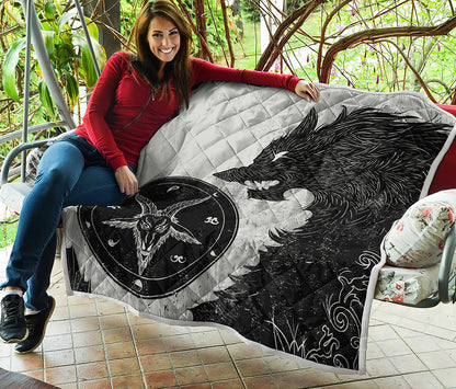 Black Demon Wolf Print Quilt