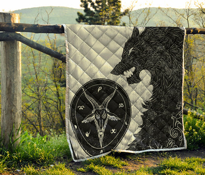 Black Demon Wolf Print Quilt