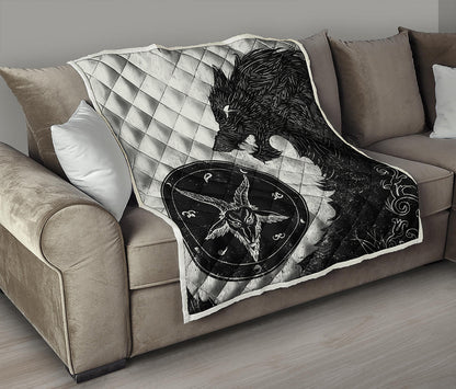 Black Demon Wolf Print Quilt