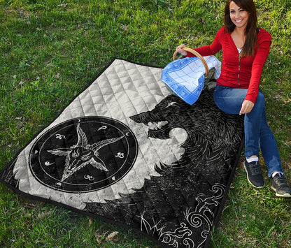 Black Demon Wolf Print Quilt