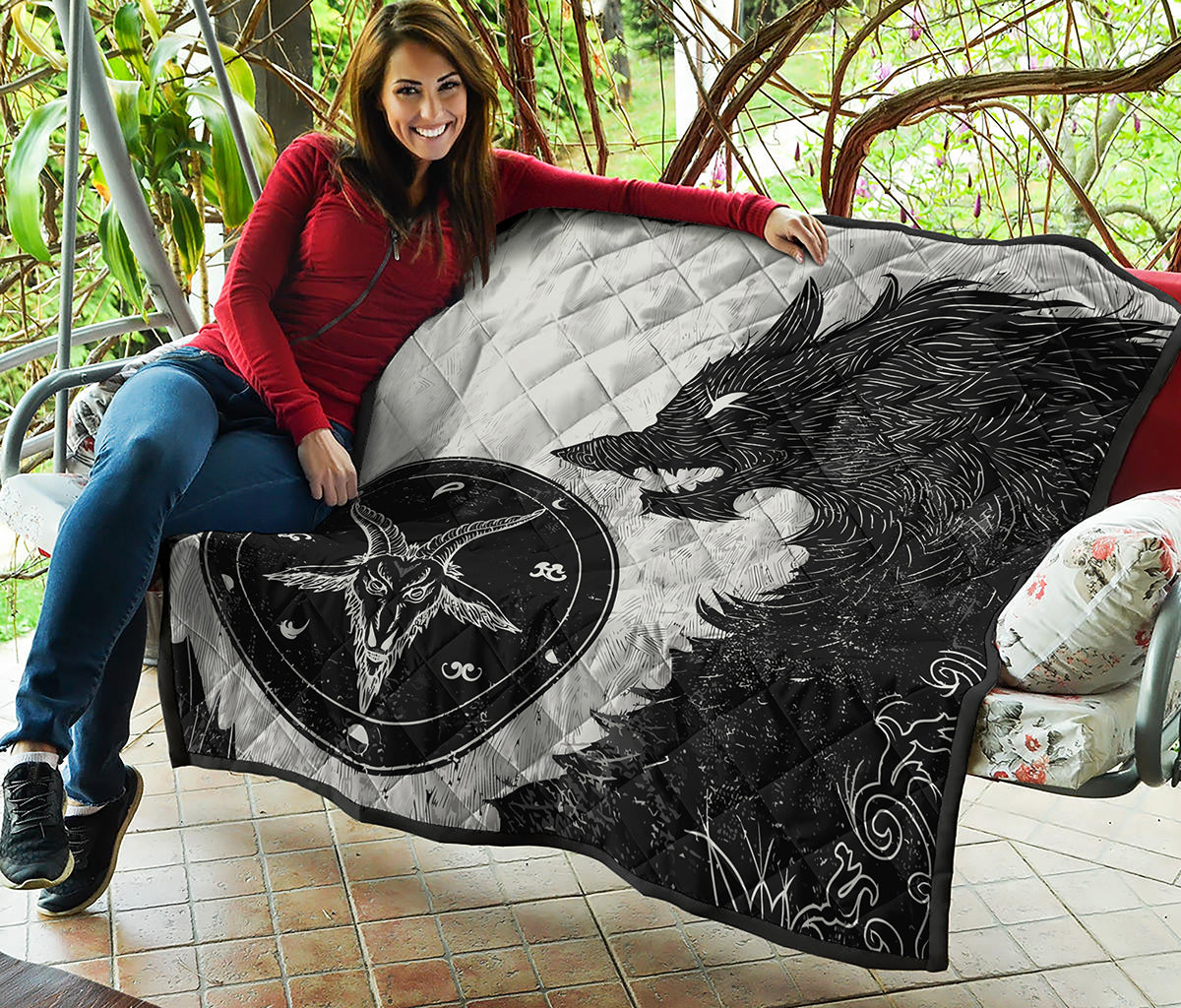 Black Demon Wolf Print Quilt